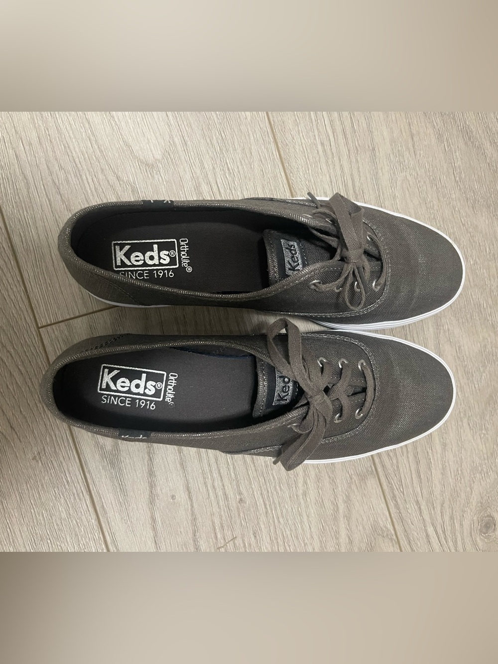 Keds Champion Women's Grey Metallic Lace-Up Canvas Sneakers - size 7.5